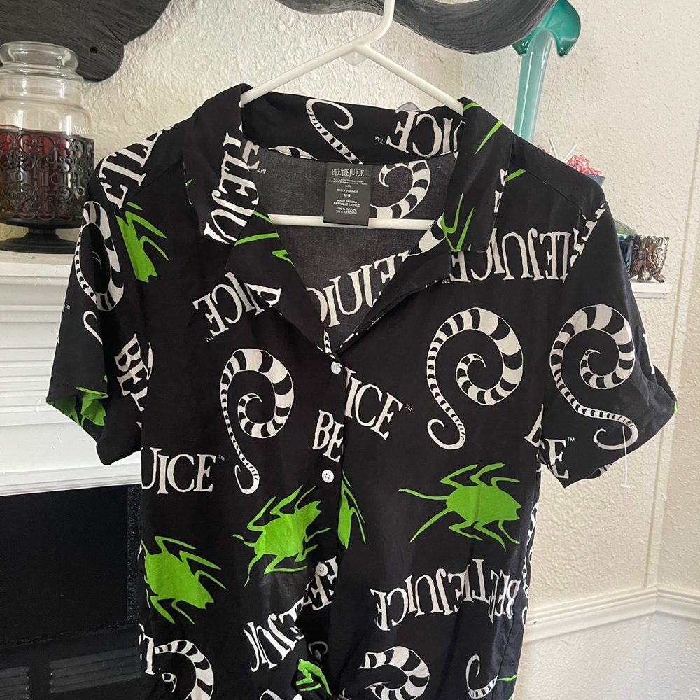 Beetlejuice Black and Green Graphic Shirt